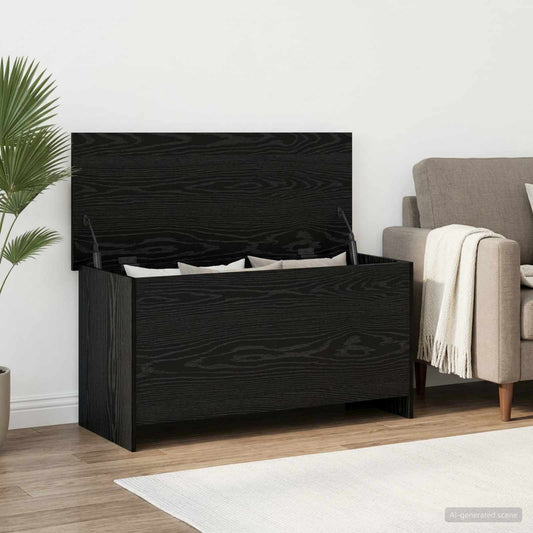 Opbergkist met opslag Zwart eiken 100 x 40 x 50 cm Bewerkt hout is nu te koop bij PeponiXL, paradijselijk wonen!