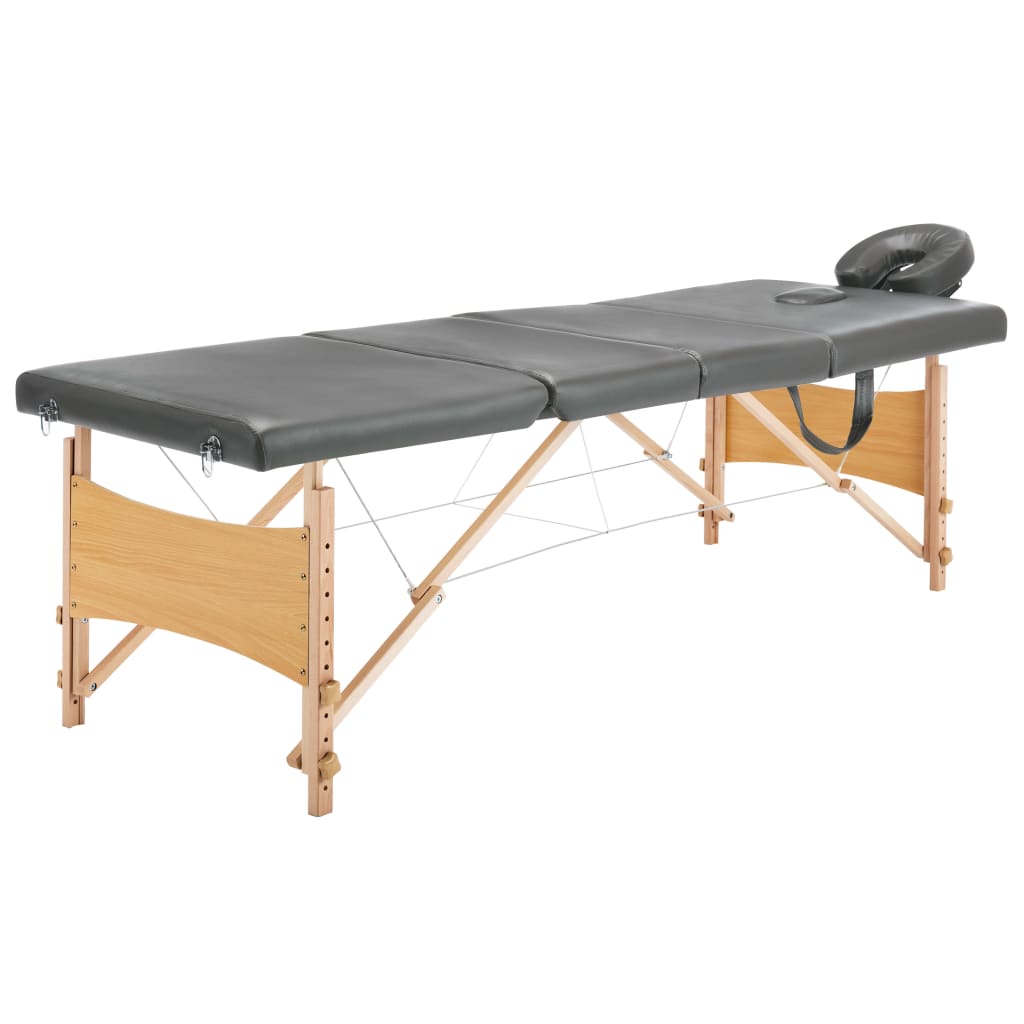 Massagetafel met 4 zones 186x68 cm houten frame antraciet is nu te koop bij PeponiXL, paradijselijk wonen!