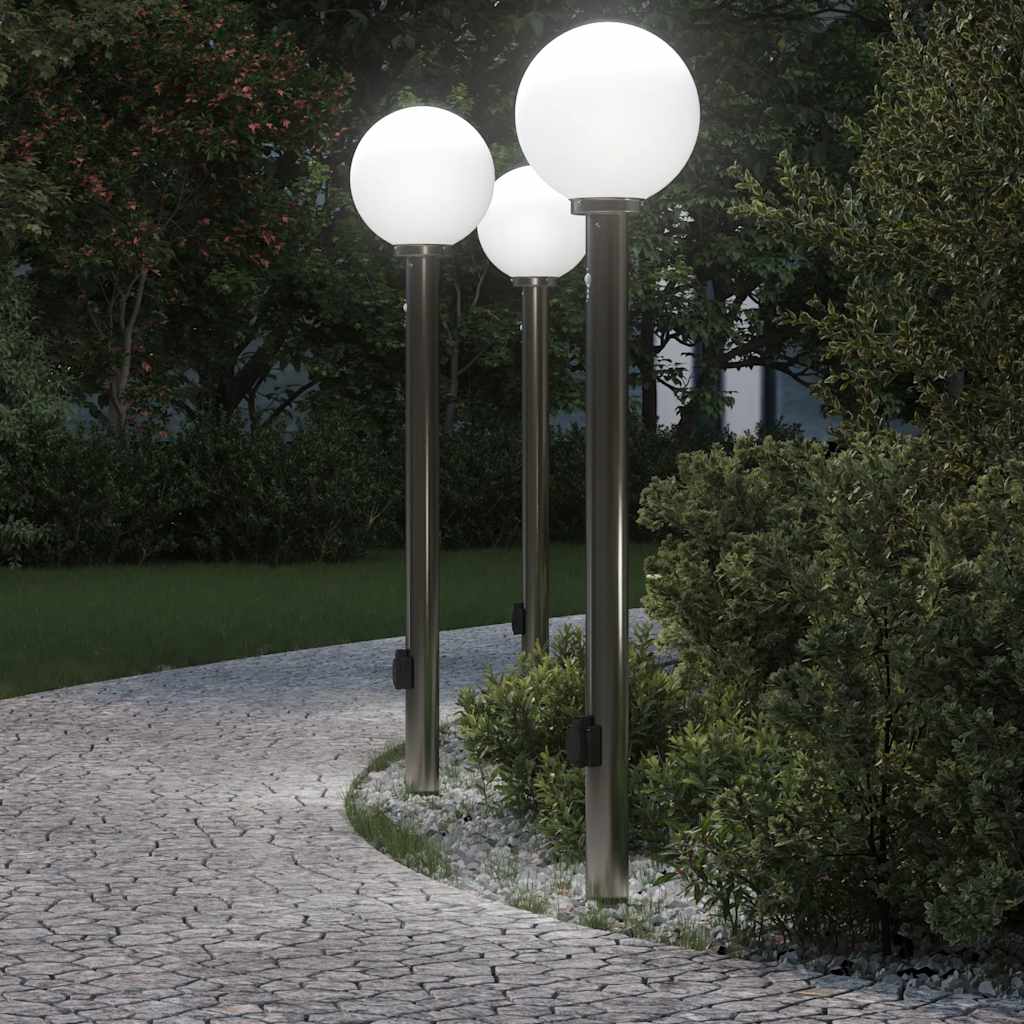 Bolderverlichting met sensor en stopcontact 3 stuks 120 cm roestvrij staal IP44 is nu te koop bij PeponiXL, paradijselijk wonen!