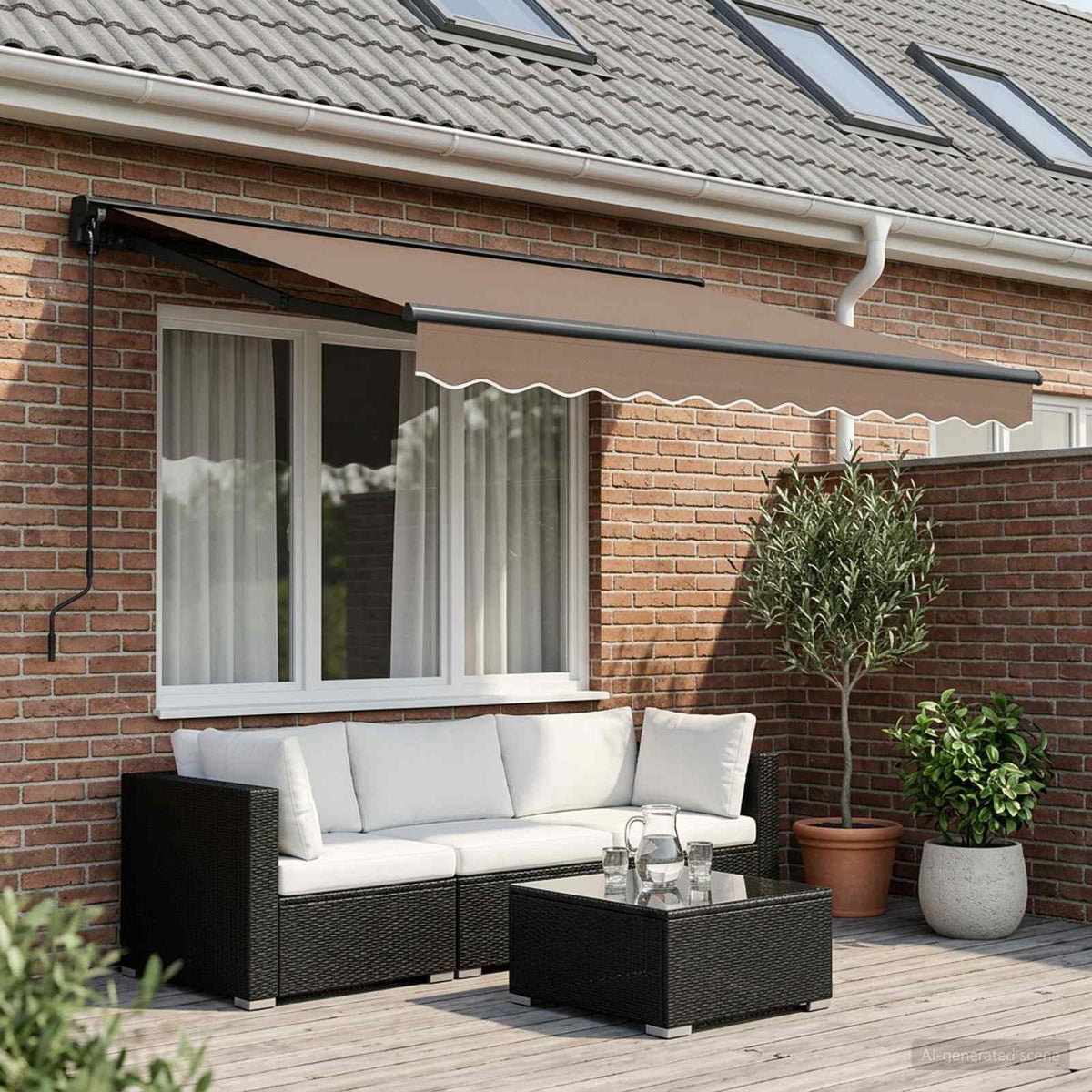 Uitschuifbare luifel Taupe 3 x 2,5 m Polyester en Aluminium is nu te koop bij PeponiXL, paradijselijk wonen!