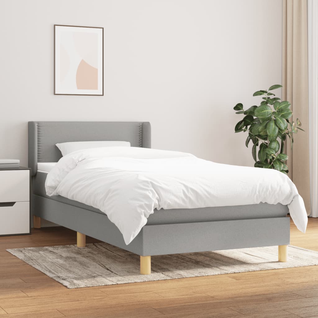 Boxspring met matras stof lichtgrijs 90x190 cm is nu te koop bij PeponiXL, paradijselijk wonen!