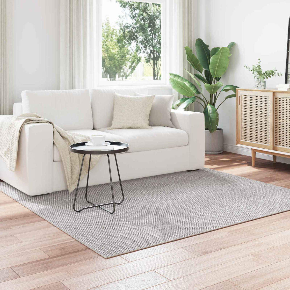 Vloerkleden Vierkant LUGO Crème en Grijs 200 x 200 cm Polyester is nu te koop bij PeponiXL, paradijselijk wonen!