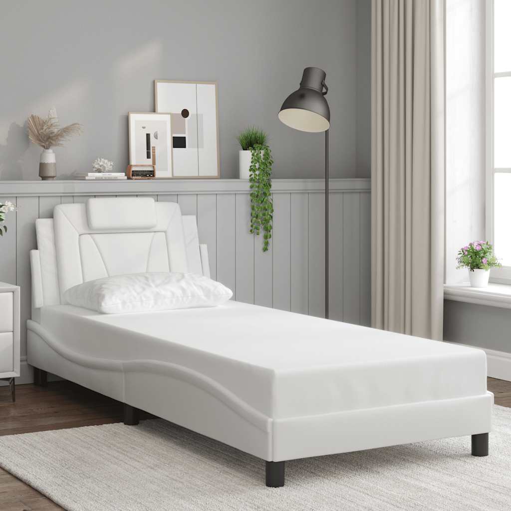 Bedframe "Viana" zonder matras kunstleer wit 90x190 cm is nu te koop bij PeponiXL, paradijselijk wonen!