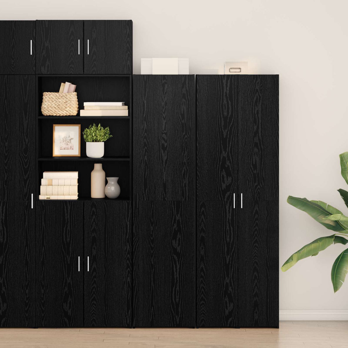 Hoge kast Zwart Eiken 45 x 42,5 x 185 cm is nu te koop bij PeponiXL, paradijselijk wonen!
