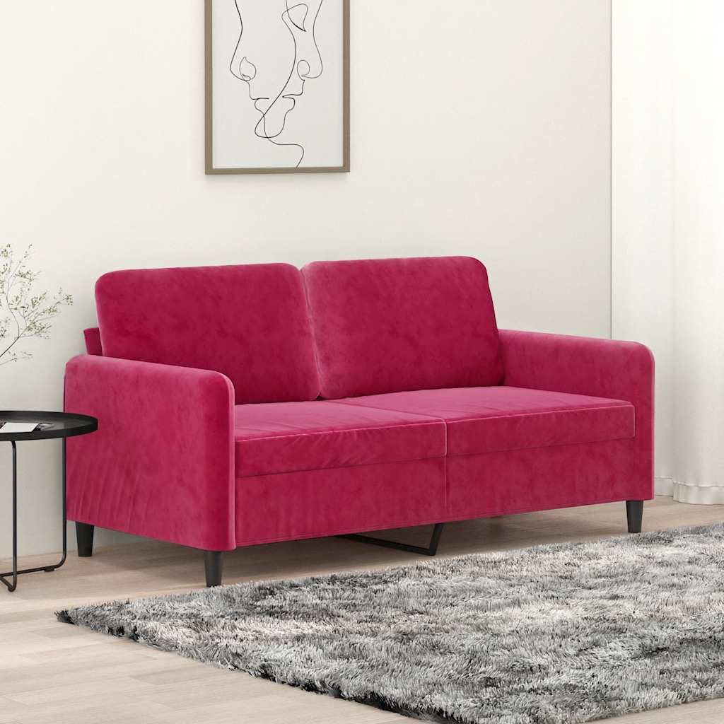 Tweezitsbank 140 cm fluweel wijnrood is nu te koop bij PeponiXL, paradijselijk wonen!