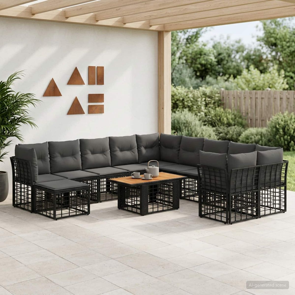 Tuinbankenset 12 st Zwart en Donkergrijs poly rattan is nu te koop bij PeponiXL, paradijselijk wonen!