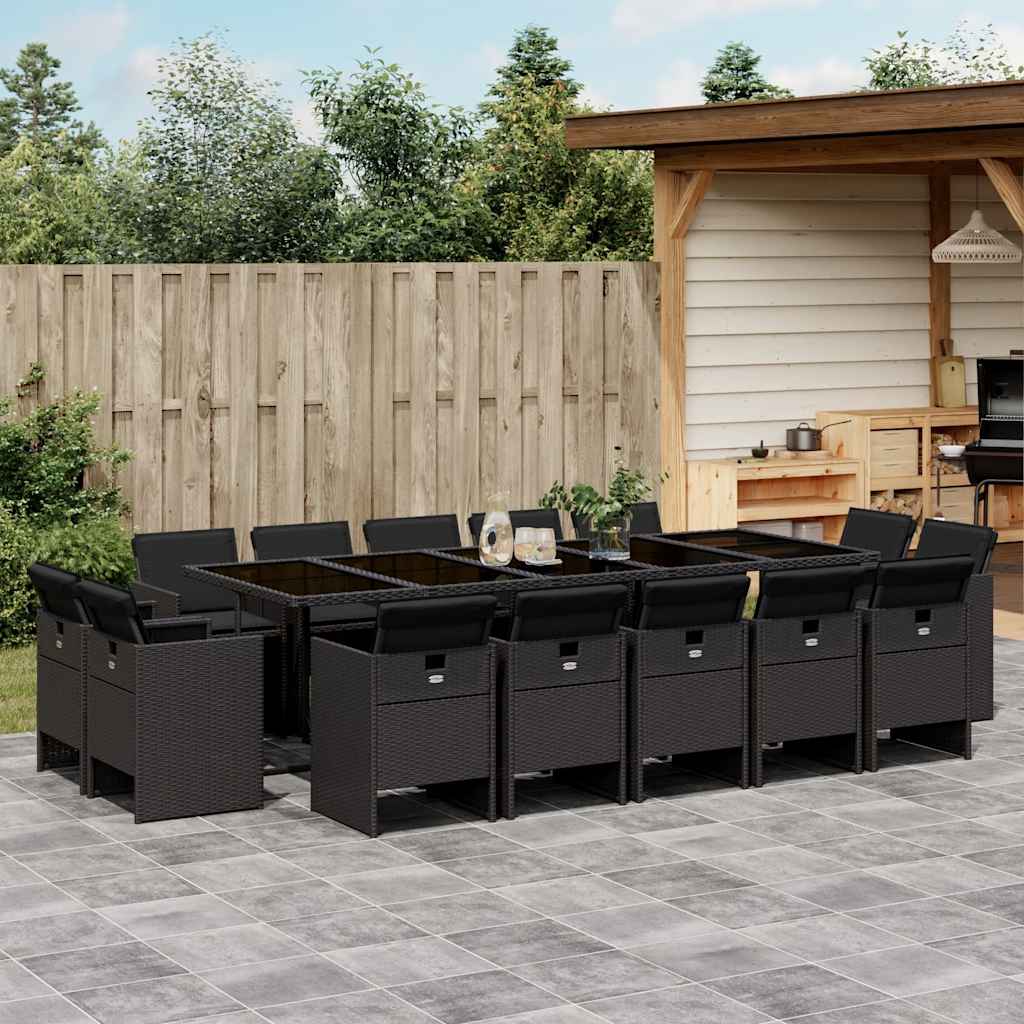 15-delige Tuinset met kussens poly rattan zwart is nu te koop bij PeponiXL, paradijselijk wonen!