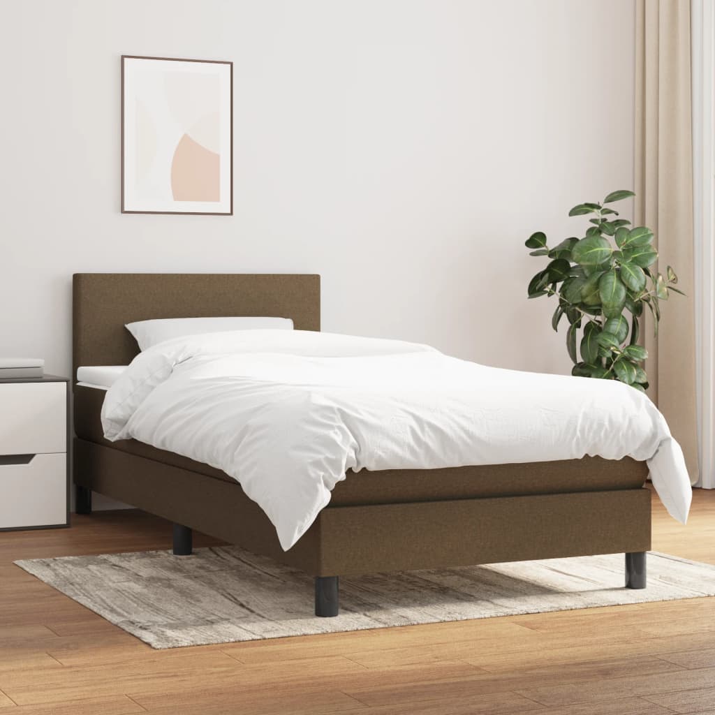 Boxspring met matras stof donkerbruin 90x190 cm is nu te koop bij PeponiXL, paradijselijk wonen!