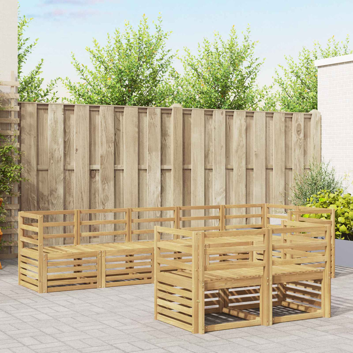 Buiten bankenset 8 pcs Wit 304 x 126,5 x 73 cm is nu te koop bij PeponiXL, paradijselijk wonen!