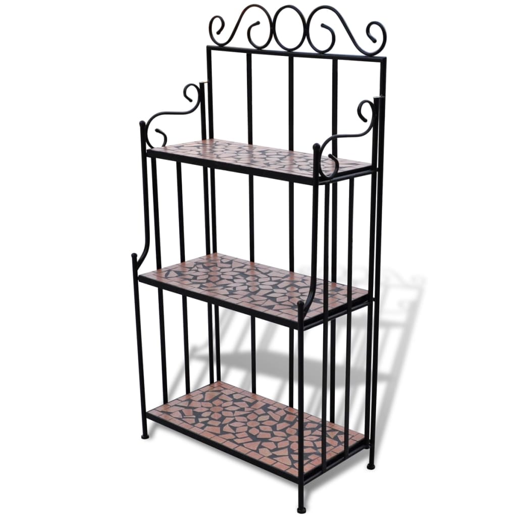 Plantenstandaard met 3 verdiepingen mozaïek terracotta is nu te koop bij PeponiXL, paradijselijk wonen!