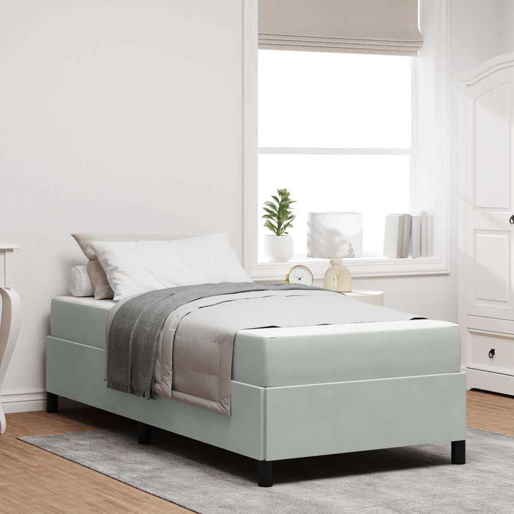 Bedframe met matras Lichtgrijs 90 x 190 cm Stof is nu te koop bij PeponiXL, paradijselijk wonen!