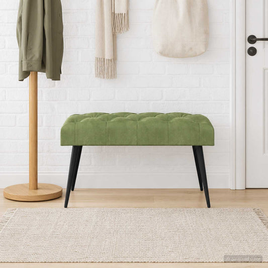 Bank met knoopverstelling Lichtgroen 80 x 40 x 46 cm Fluweel is nu te koop bij PeponiXL, paradijselijk wonen!