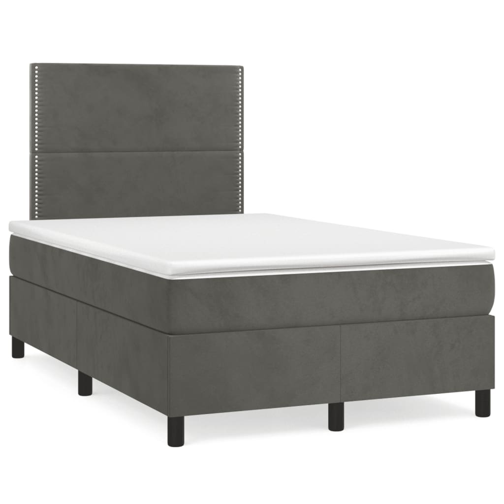 Boxspring met matras fluweel donkergrijs 120x190 cm is nu te koop bij PeponiXL, paradijselijk wonen!