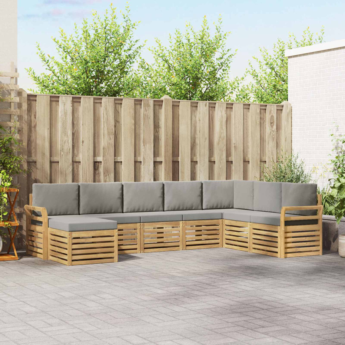 Buiten bankenset 8 pcs Wit en Lichtgrijs 308 x 190 x 73 cm is nu te koop bij PeponiXL, paradijselijk wonen!
