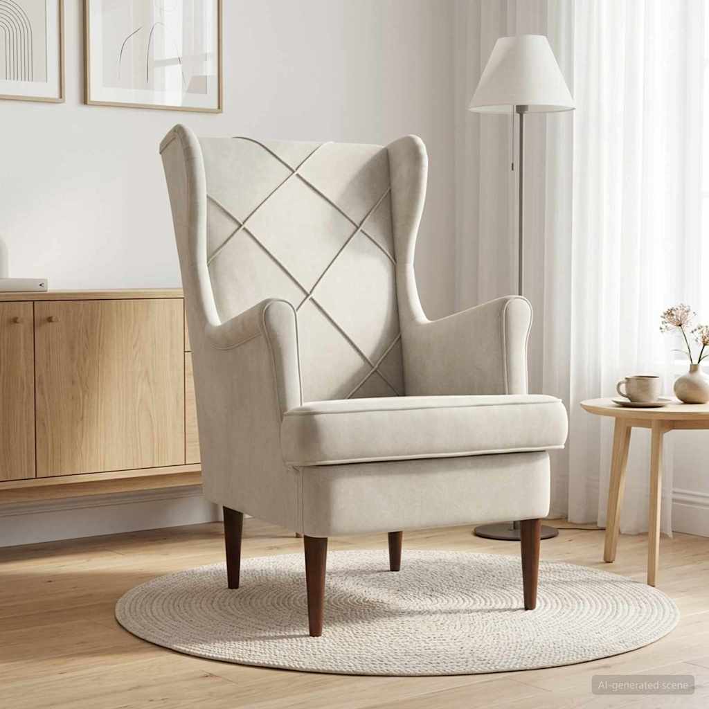 Fauteuil Crème Fluweel is nu te koop bij PeponiXL, paradijselijk wonen!