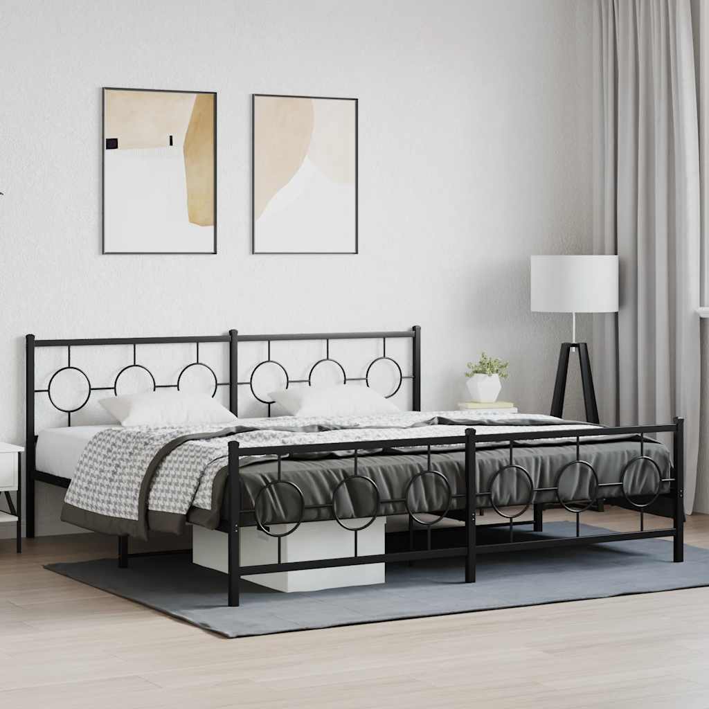 Bedframe met hoofd- en voeteneinde metaal zwart 200x200 cm is nu te koop bij PeponiXL, paradijselijk wonen!