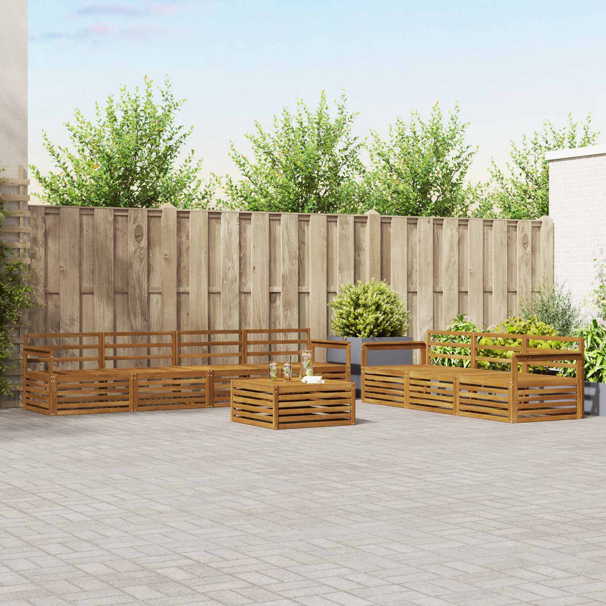 Buiten bankenset 8 pcs Naturel Massief Acaciahout is nu te koop bij PeponiXL, paradijselijk wonen!