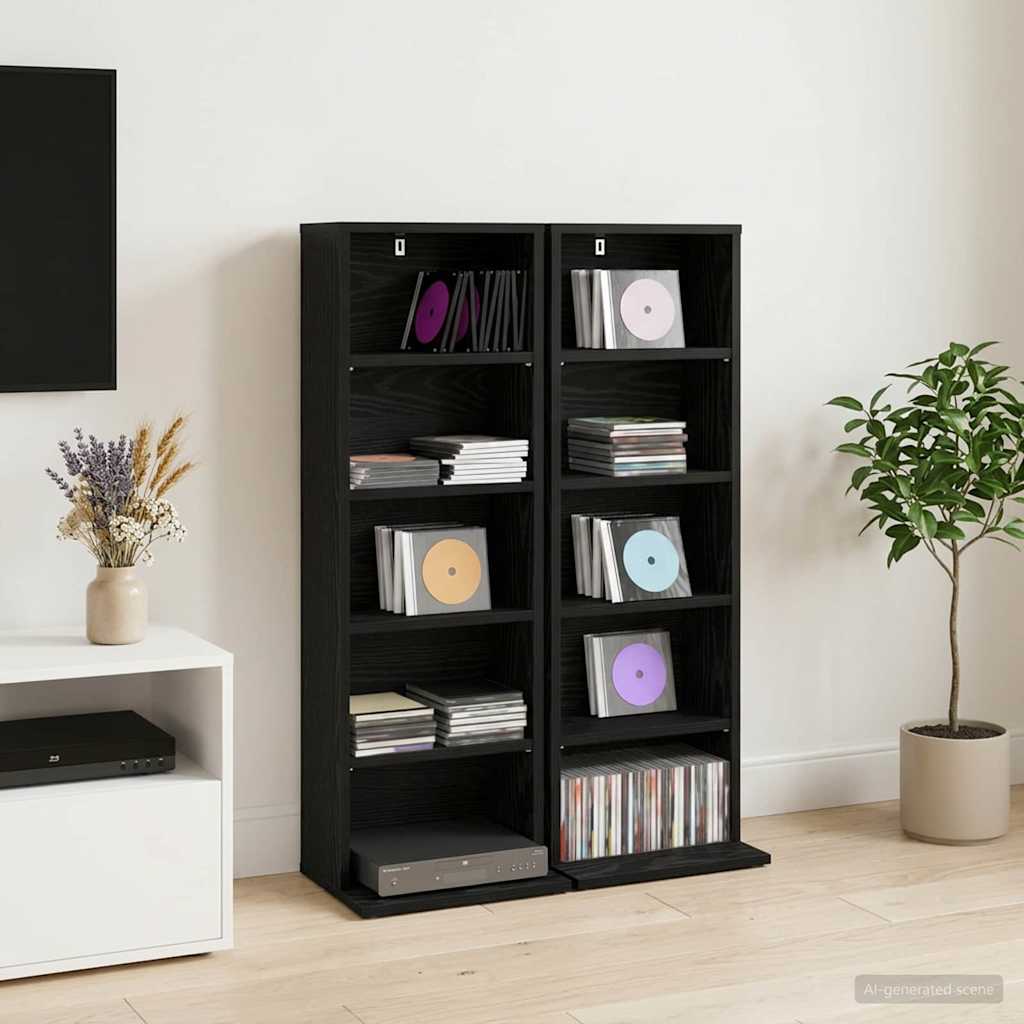 CD Kast 2 st Zwart eiken 33 x 23,5 x 97,5 cm Bewerkt hout is nu te koop bij PeponiXL, paradijselijk wonen!