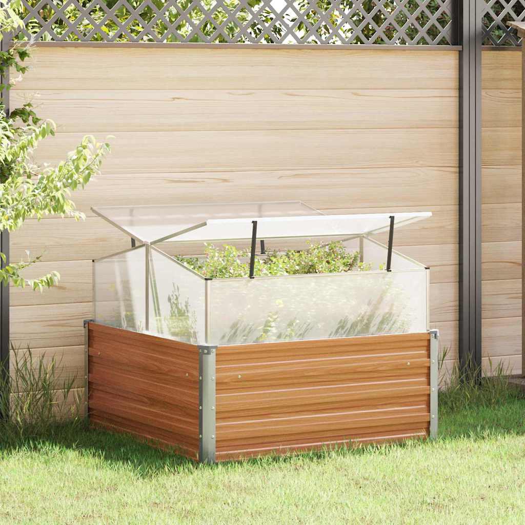 Tuinplanter met kas Licht Bruin 100 x 100 x 77 cm is nu te koop bij PeponiXL, paradijselijk wonen!