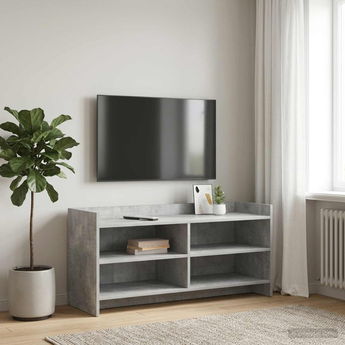 TV-kast 100 x 33 x 47 cm Betongrijs Bewerkt hout is nu te koop bij PeponiXL, paradijselijk wonen!