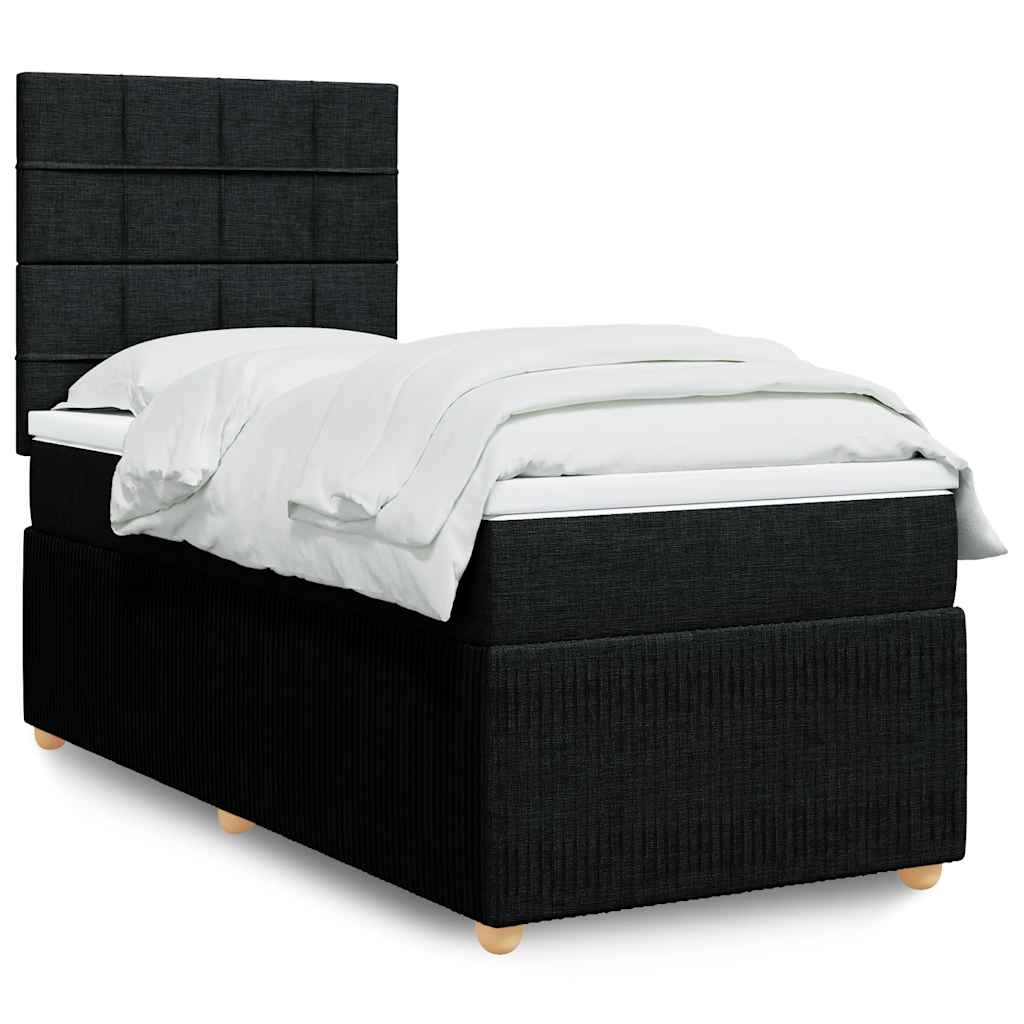 Boxspring met matras stof zwart 90x200 cm is nu te koop bij PeponiXL, paradijselijk wonen!