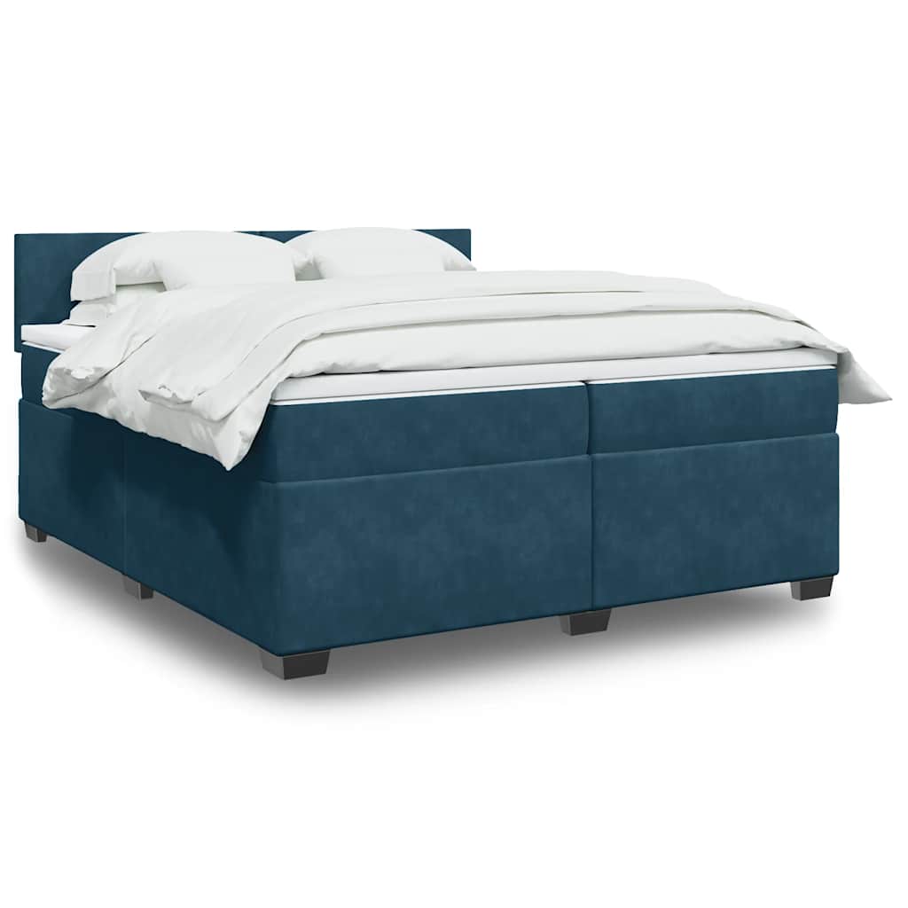 Boxspring met matras fluweel donkerblauw 200x200 cm is nu te koop bij PeponiXL, paradijselijk wonen!