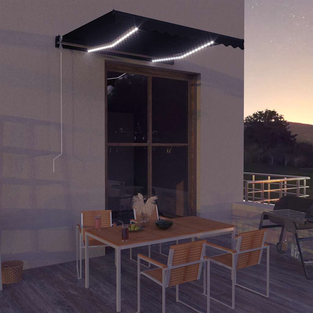 Luifel handmatig uittrekbaar met LED 300x250 cm antraciet is nu te koop bij PeponiXL, paradijselijk wonen!