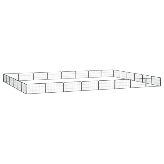 Hondenkennel 28 panelen 100x50 cm gepoedercoat staal zwart is nu te koop bij PeponiXL, paradijselijk wonen!