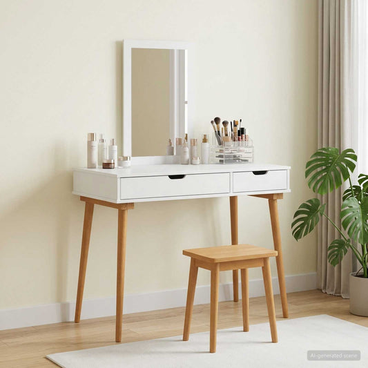 Toilettafel Set FAUSKE 2 pcs Wit 100 x 50 x 143 cm is nu te koop bij PeponiXL, paradijselijk wonen!