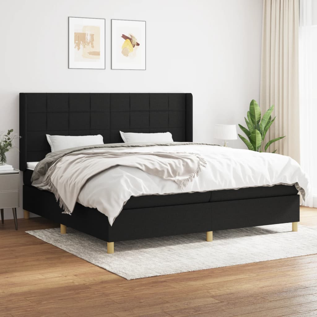 Boxspring met matras stof zwart 200x200 cm is nu te koop bij PeponiXL, paradijselijk wonen!