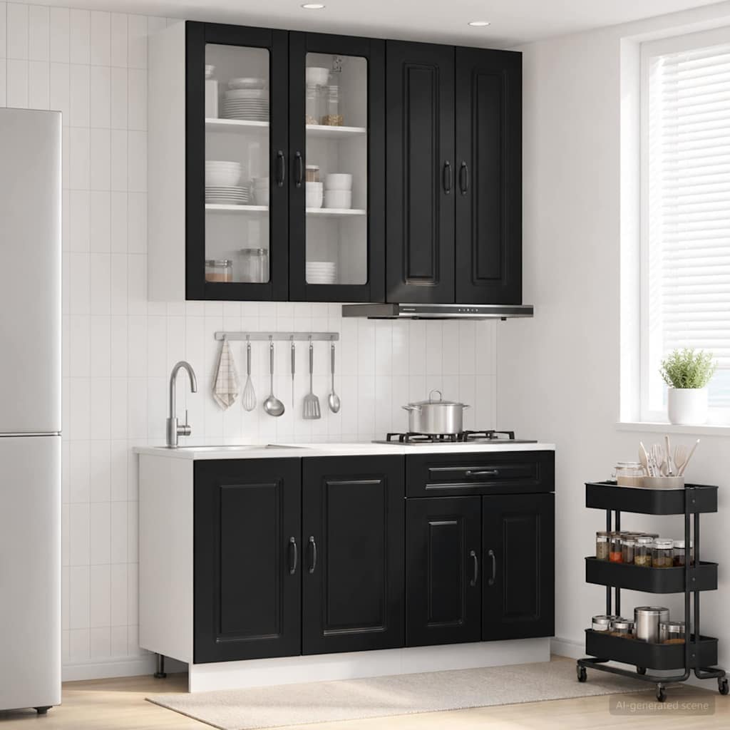 Keukenblok KALMAR 4 pcs Zwart Bewerkt hout is nu te koop bij PeponiXL, paradijselijk wonen!