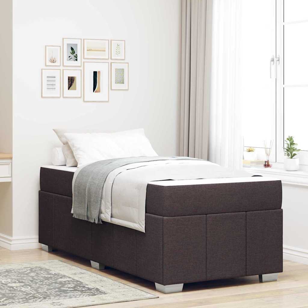 Bedframe met matras Donkerbruin 100 x 200 cm Stof is nu te koop bij PeponiXL, paradijselijk wonen!