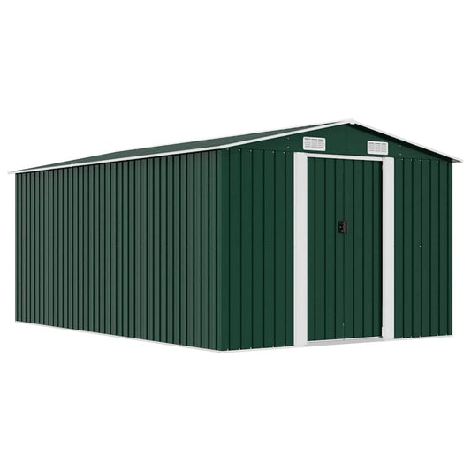 Tuinschuur 257x392x181 cm metaal groen is nu te koop bij PeponiXL, paradijselijk wonen!