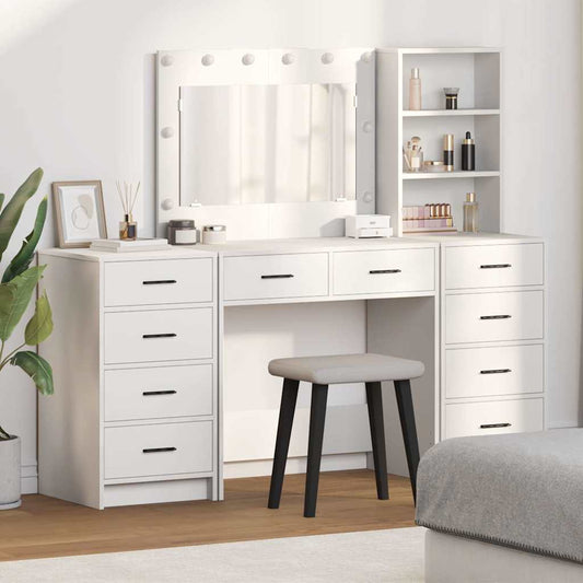 Plafondtafel met spiegellichten met lade 3 pcs Wit Bewerkt hout is nu te koop bij PeponiXL, paradijselijk wonen!