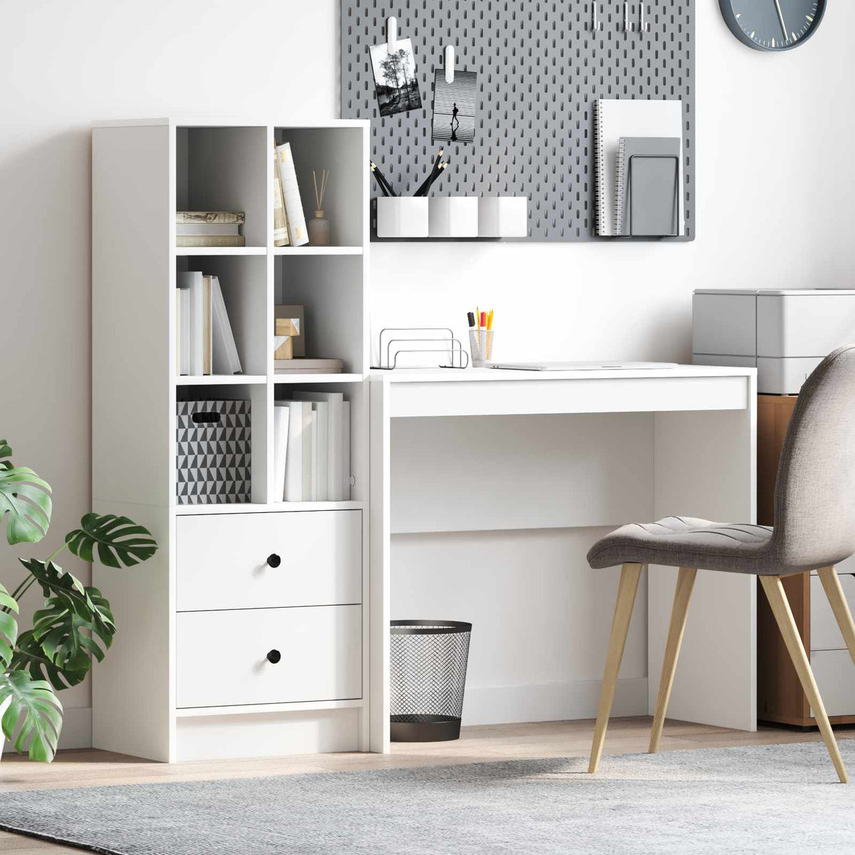 Bureau met lade met plank met opslag 2 pcs Wit is nu te koop bij PeponiXL, paradijselijk wonen!