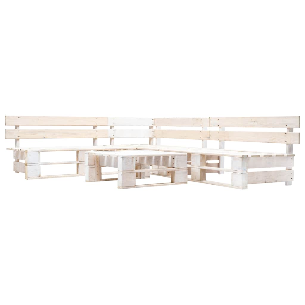 4-delige Loungeset pallet hout wit is nu te koop bij PeponiXL, paradijselijk wonen!