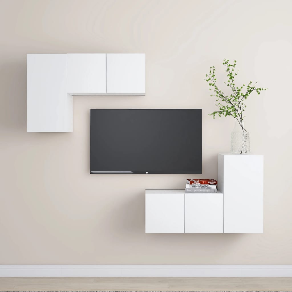 4-delige Tv-meubelset bewerkt hout wit is nu te koop bij PeponiXL, paradijselijk wonen!