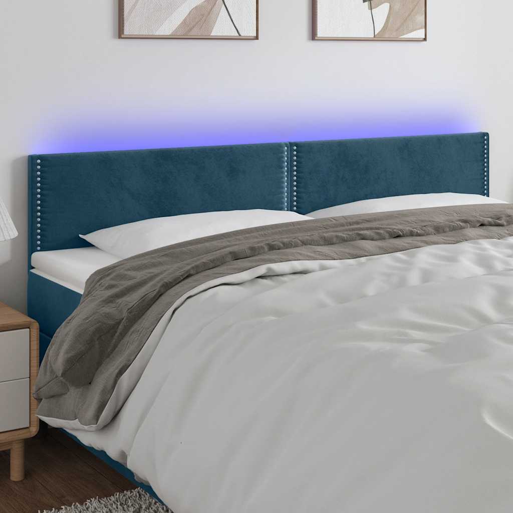 Hoofdbord LED 160x5x78/88 cm fluweel donkerblauw is nu te koop bij PeponiXL, paradijselijk wonen!