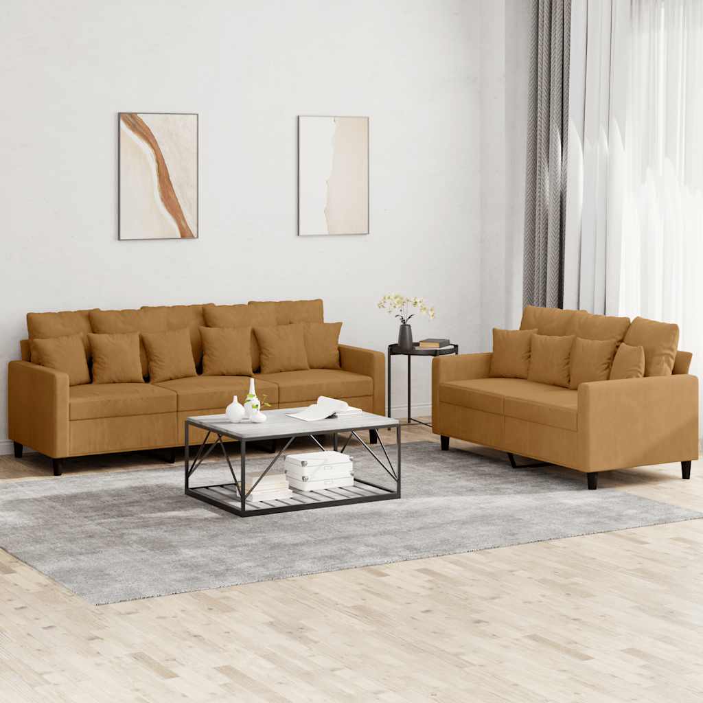2-delige Loungeset met kussens fluweel bruin is nu te koop bij PeponiXL, paradijselijk wonen!
