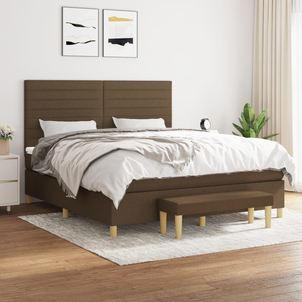 Boxspring met matras stof donkerbruin 160x200 cm is nu te koop bij PeponiXL, paradijselijk wonen!