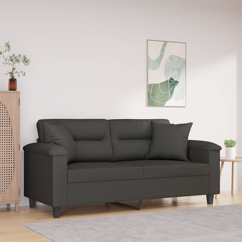Tweezitsbank met kussens 140 cm microvezelstof donkergrijs is nu te koop bij PeponiXL, paradijselijk wonen!