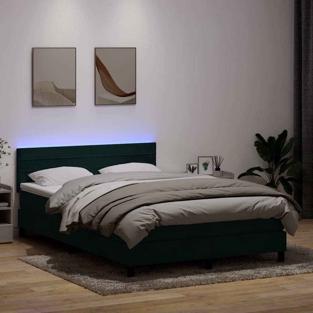 Boxspring met matras en LED fluweel donkergroen 160x220 cm is nu te koop bij PeponiXL, paradijselijk wonen!