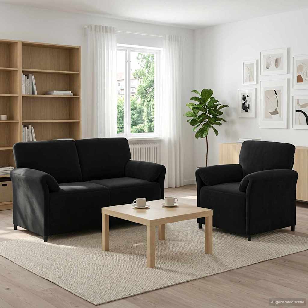 Bankstel 2 st Zwart Fluweel is nu te koop bij PeponiXL, paradijselijk wonen!
