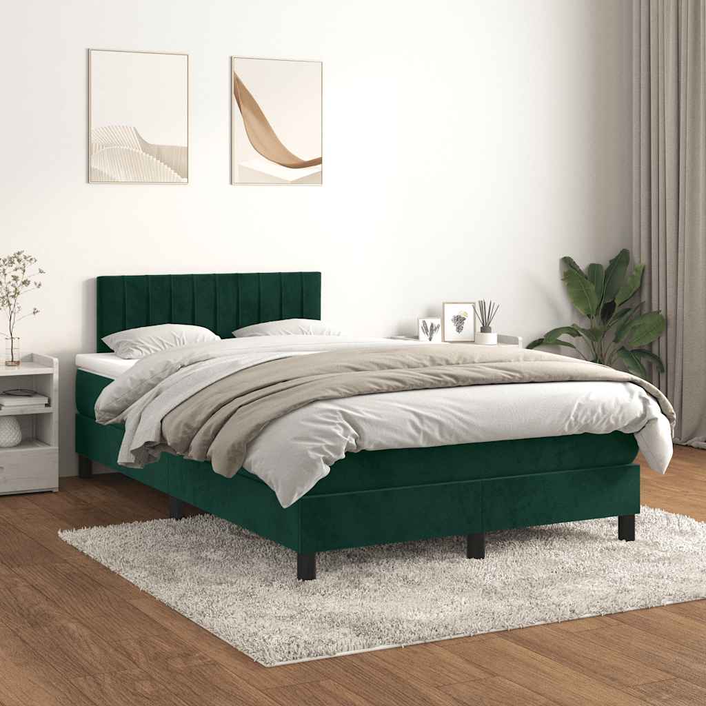 Boxspring met matras fluweel donkergroen 120x200 cm is nu te koop bij PeponiXL, paradijselijk wonen!