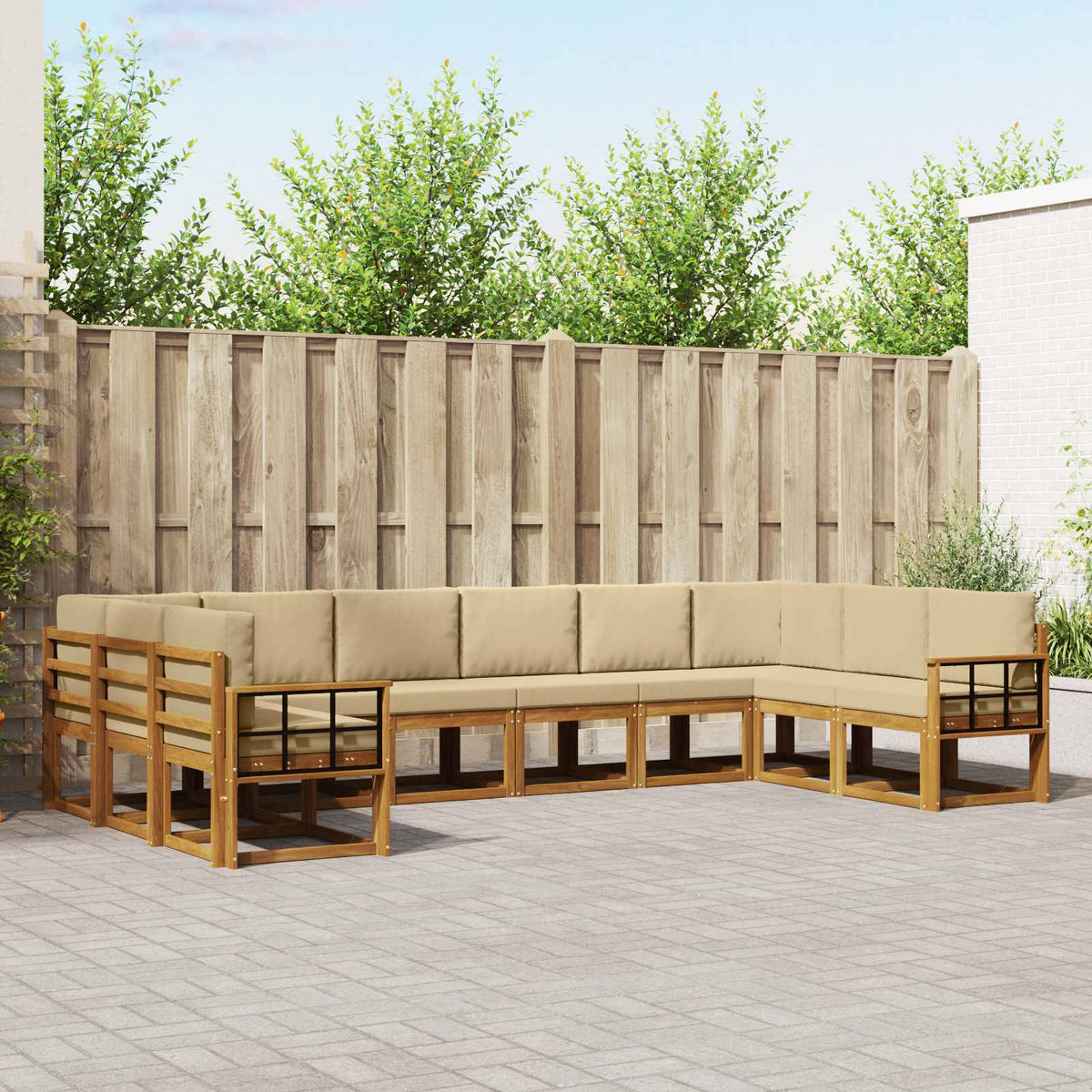 Buiten bankenset met kussen 10 pcs Natuurlijk en Beige is nu te koop bij PeponiXL, paradijselijk wonen!