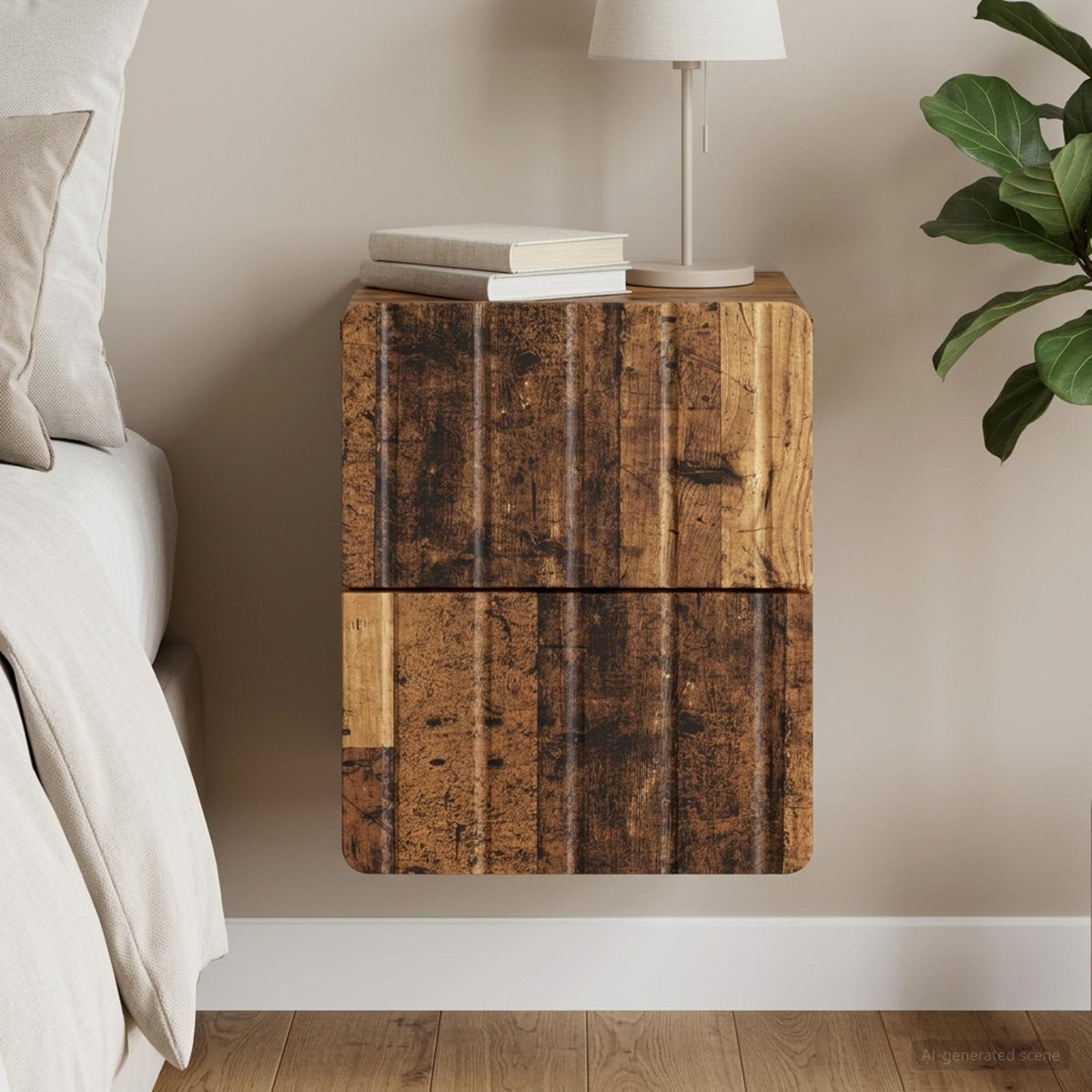Wandbeugel Bedkast Oud hout 33 x 34,5 x 43 cm Bewerkt hout is nu te koop bij PeponiXL, paradijselijk wonen!