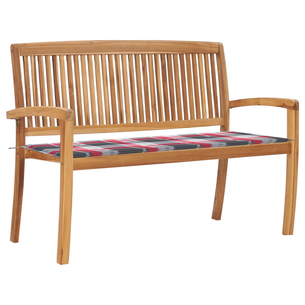 Tuinbank stapelbaar met kussen 128,5 cm massief teakhout is nu te koop bij PeponiXL, paradijselijk wonen!