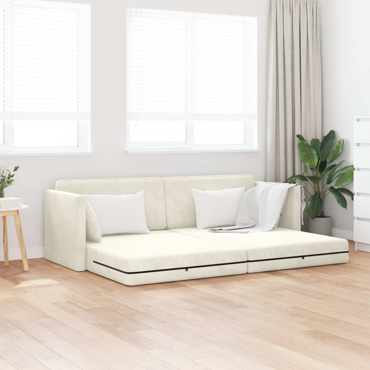 Vloerslaapbank Crème 213 x 70 x 77 cm Fluweel is nu te koop bij PeponiXL, paradijselijk wonen!