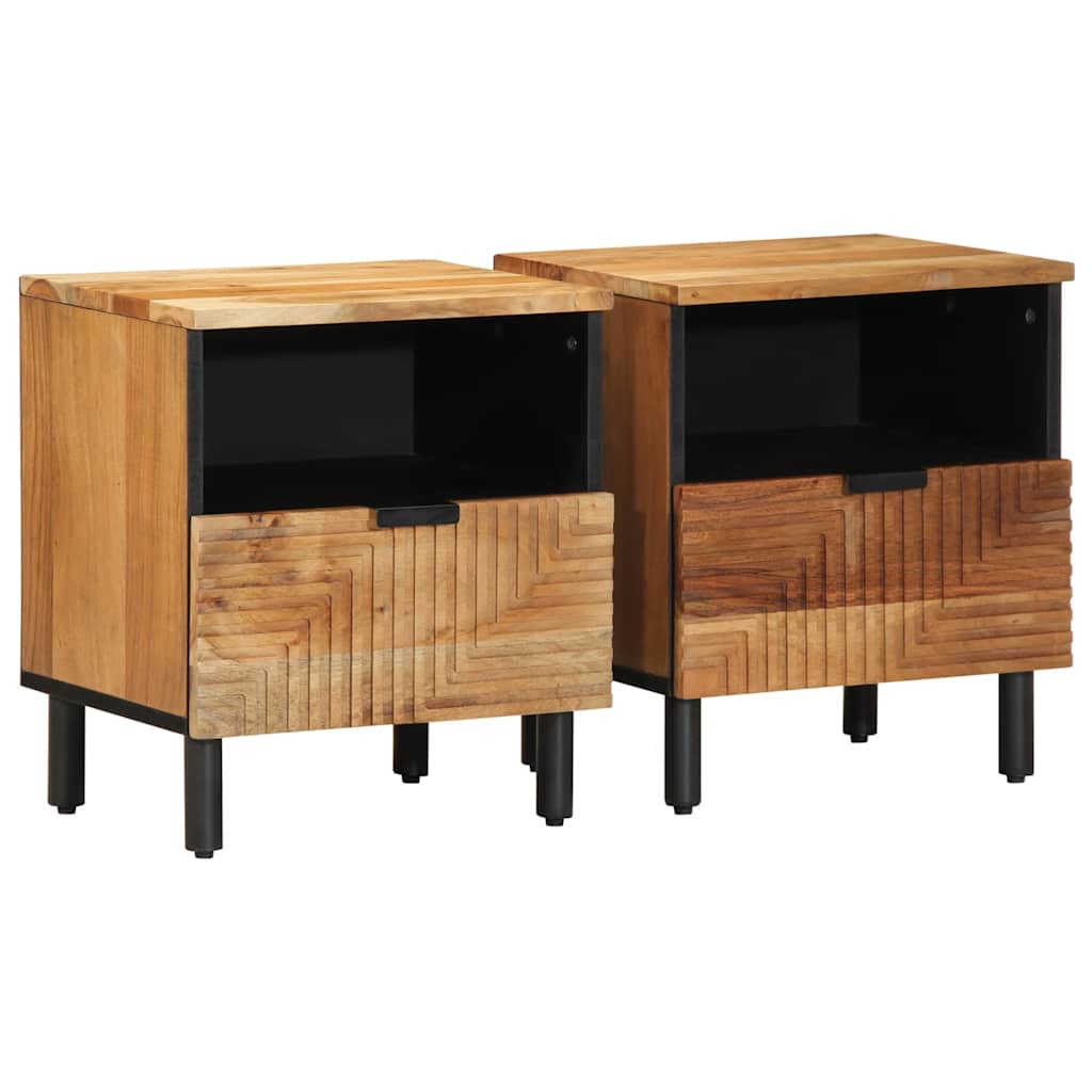Nachtkastjes 2 stuks 40x33x46 cm Massief hout Acacia is nu te koop bij PeponiXL, paradijselijk wonen!