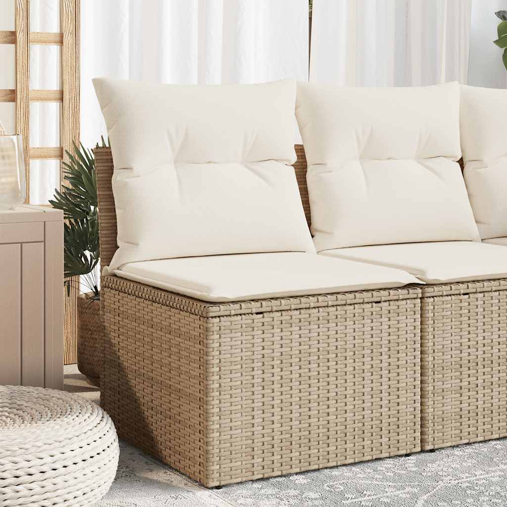 Tuinbank zonder armleuning met kussens poly rattan beige is nu te koop bij PeponiXL, paradijselijk wonen!